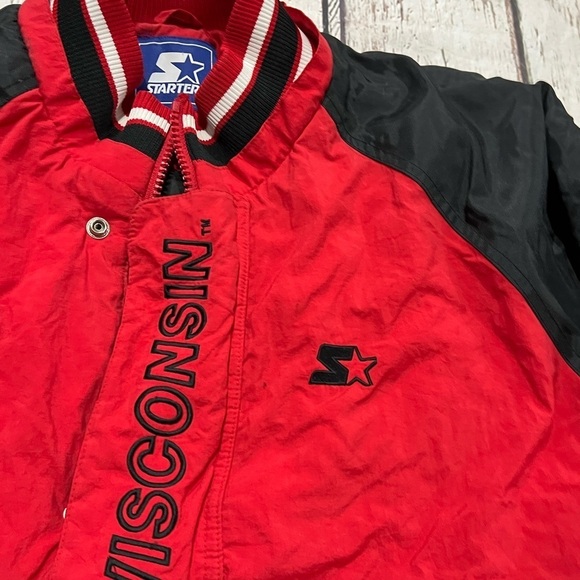 Vintage University of Wisconsin Badgers Starter NCAA College Zip Up Puffy Jacket - Picture 10 of 12